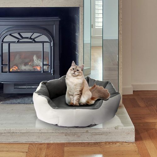  ALEKO PHBED21M Electric Thermo-Pad Heated Pet Bed for Dogs and Cats 26 x 26 x 8 Inches Gray and White