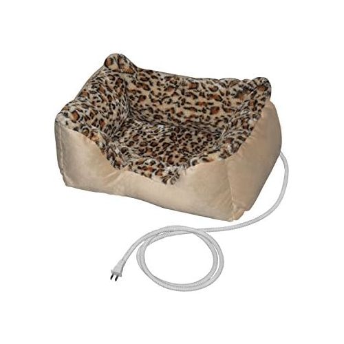  ALEKO PBH20X16X8 Electric Thermo-Pad Heated Pet Bed for Dogs and Cats 20 x 16 x 8 Inches Leopard Print