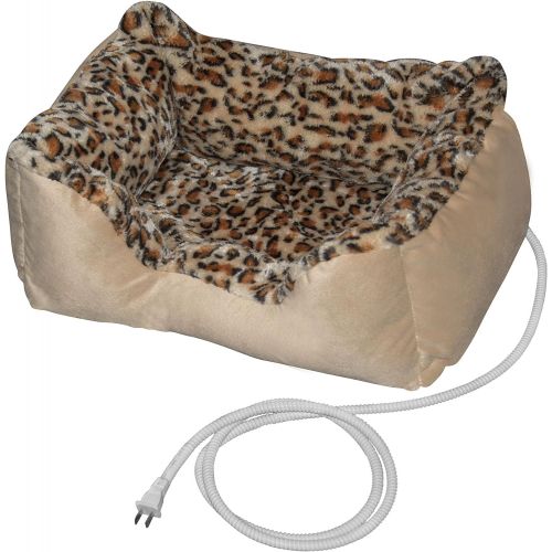  ALEKO PBH20X16X8 Electric Thermo-Pad Heated Pet Bed for Dogs and Cats 20 x 16 x 8 Inches Leopard Print