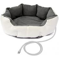ALEKO PHBED17S Electric Thermo-Pad Heated Pet Bed for Dogs and Cats 19 x 19 x 7 Inches Gray and White