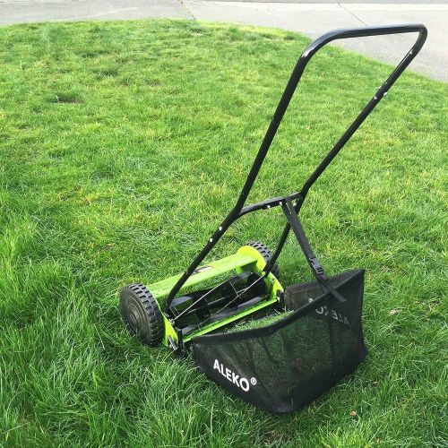  ALEKO GHPM16 5-Blade 16 Inch Hand Push Lawn Mower Adjustable Grass Cutting Height