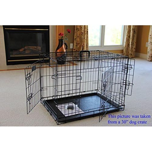  ALEKO SDC-3D-48B-DIV Three Door Folding Suitcase Dog Cat Crate Cage Kennel with ABS Tray and Divider 48 x 30 x 32 Inches Black