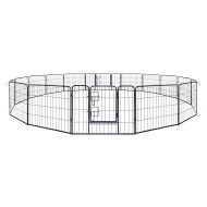 ALEKO 2DK24X32 Heavy Duty Pet Playpen Dog Kennel Pen Exercise Cage Fence 16 Panel 24 x 32 Inches Black