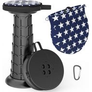 ALEVMOOM Camping Stools with Swivel Cushion,More Sturdy Capacity 550Ib,Portable Collapsible Telescoping Stool Retractable Folding Stool for Garden Hiking Travel BBQ with Carry Bag&