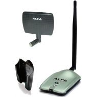 ALFA Alfa AWUS036NH 2000mW 2W 802.11gn High Gain USB Wireless GN Long-Range WiFi Network Adapter with 5dBi Screw-On Swivel Rubber Antenna and 7dBi Panel Antenna and Suction cupClip W
