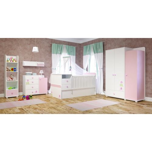  ALFEMO Bony Baby Wall Shelf, Nursery Room Wall Module, White and Pink