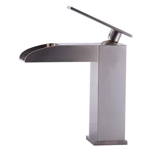  ALFI brand AB1598-BN Brushed Nickel Single Hole Waterfall Bathroom Faucet