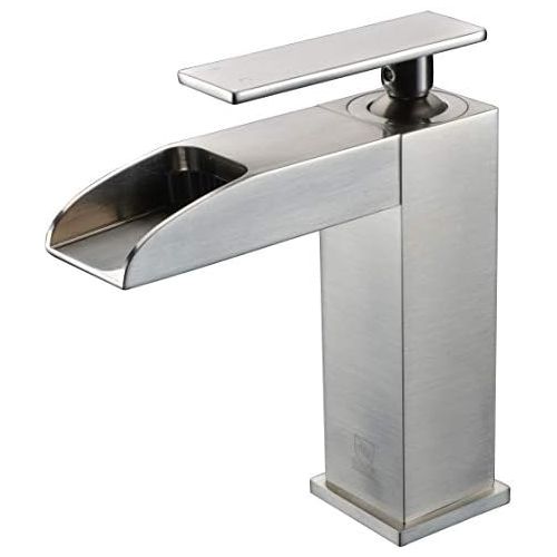  ALFI brand AB1598-BN Brushed Nickel Single Hole Waterfall Bathroom Faucet