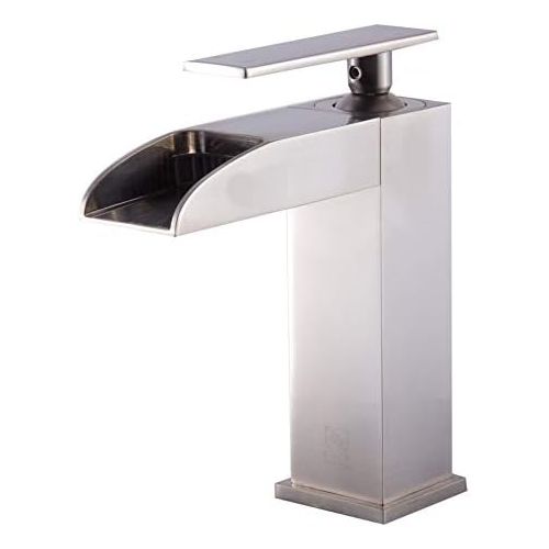  ALFI brand AB1598-BN Brushed Nickel Single Hole Waterfall Bathroom Faucet