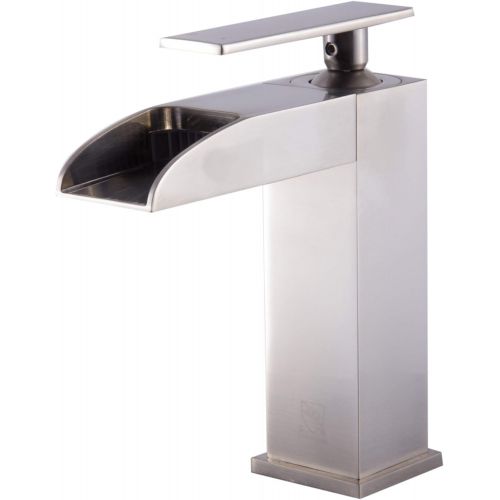  ALFI brand AB1598-BN Brushed Nickel Single Hole Waterfall Bathroom Faucet