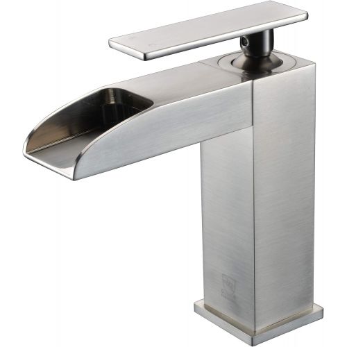  ALFI brand AB1598-BN Brushed Nickel Single Hole Waterfall Bathroom Faucet