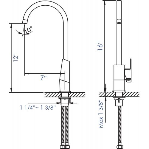  ALFI brand AB3470-BN Brushed Nickel Gooseneck Single Hole Bathroom Faucet