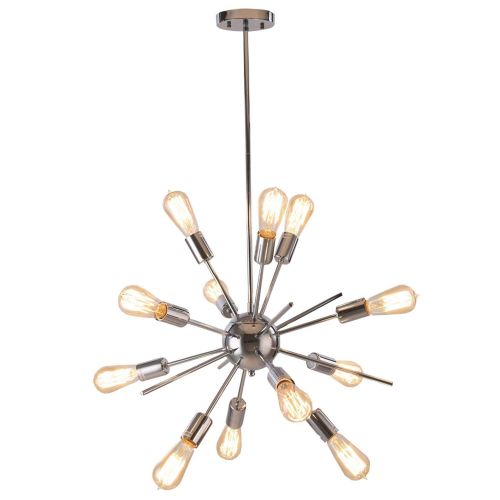  ALHAKIN Modern Sputnik Chandelier 12 Lights Pendant Lighting Polish Chrome Hanging Vintage Ceiling Light Fixture [UL Listed]