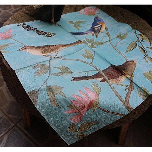  ALINK Paper Napkins, Alink Luncheon Party Napkins Serviettes Printed Birds 20 Count 2-Ply, 13 x 13 Inch