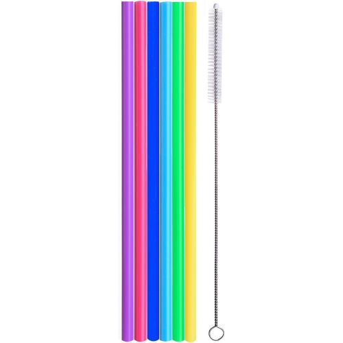  ALINK Reusable Silicone Straws, 10.5” Long Skinny Tumbler Replacement Straws for 20 oz 30 oz Yeti / Rtic / Tervis / Ninja / Ozark Trail / Aladdin / Mason Jar, Set of 6 with Cleanin
