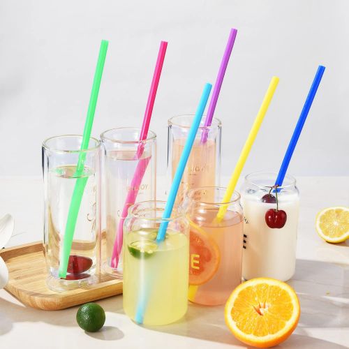  ALINK Reusable Silicone Straws, 10.5” Long Skinny Tumbler Replacement Straws for 20 oz 30 oz Yeti / Rtic / Tervis / Ninja / Ozark Trail / Aladdin / Mason Jar, Set of 6 with Cleanin