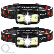 Headlamp Rechargeable, ALIPRET 1100 Lumen Super Bright Motion Sensor Head Lamp flashlight, 2-PACK Waterproof LED Headlight with White Red Light, 8 Modes Head Lights for Camping Cyc