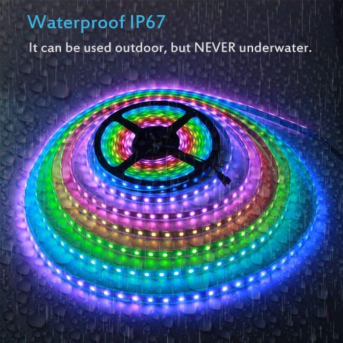  ALITOVE WiFi Smart RGB LED Strip Lights with App, Compatible with Alexa Google Home, 16.4ft 150 LEDs Addressable Dream Color Music Sync Voice Control LED Strip with WiFi Controller