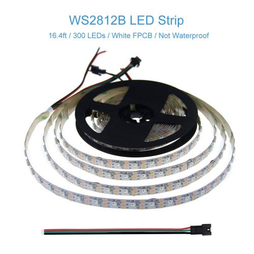  ALITOVE 5m WS2812B Individually Addressable LED Strip Light 16.4ft 300 SMD 5050 RGB Dream Color LED Pixel String Light Non-waterproof White PCB DC 5V for Arduino Raspberry Pi Fadec