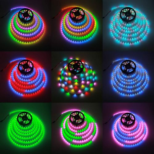  ALITOVE 5m WS2812B Individually Addressable LED Strip Light 16.4ft 300 SMD 5050 RGB Dream Color LED Pixel String Light Non-waterproof White PCB DC 5V for Arduino Raspberry Pi Fadec