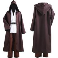 ALIZIWAY Adult Jedi Costume Outfit Hooded Tunic Robe Cloak Set for Halloween Cosplay