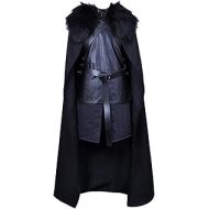 할로윈 용품ALIZIWAY Jon Snow Cosplay Costume with Coat Black Cape Cloak Halloween Knights Watch Outfit for Men
