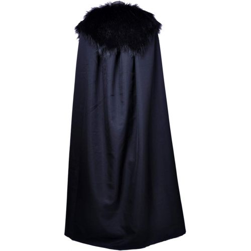  할로윈 용품ALIZIWAY Jon Snow Cosplay Costume with Coat Black Cape Cloak Halloween Knights Watch Outfit for Men