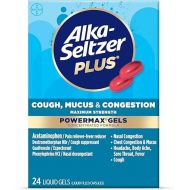 Alka-Seltzer Plus Maximum Strength Cough, Mucus & Congestion Powermax Liquid Gels, Fast and Effective Chest Congestion Relief, Cough Suppressant, For Adults and Children 12 Years and Older 24 Count