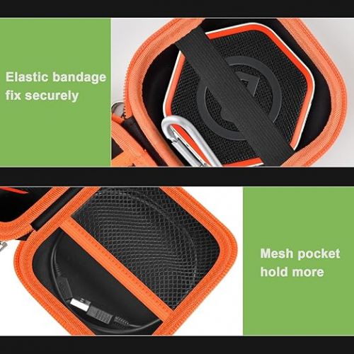  ALKOO Case Compatible with Bushnell Golf Wingman Mini GPS Speaker, Golf Cart Speakers Storage Holder, with Extra Mesh Pocket for Charging Cable, Charger and More Accessories- Black (Box Only)