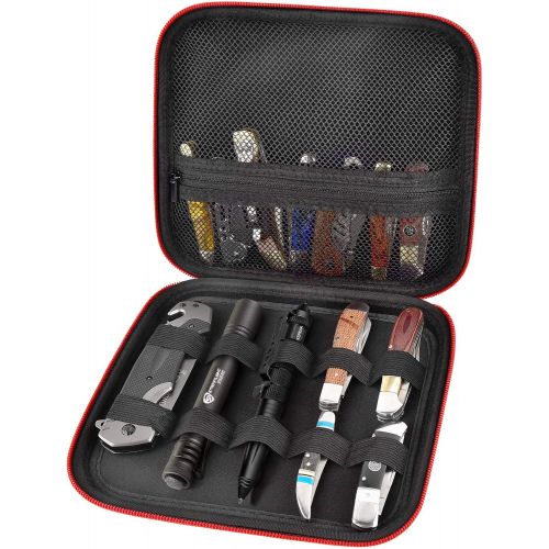  ALKOO Knife Display Case for Pocket Knifes, Knives Displaying Storage Box and Carrying Organizer Holds up to 10+ Folding Knife for Survival, Tactical, Outdoor, EDC Mini Knife (Only A Bla