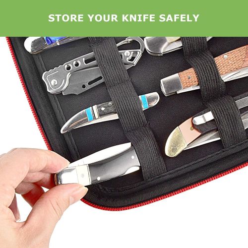  ALKOO Knife Display Case for Pocket Knifes, Knives Displaying Storage Box and Carrying Organizer Holds up to 10+ Folding Knife for Survival, Tactical, Outdoor, EDC Mini Knife (Only A Bla