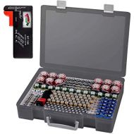 [아마존베스트]ALKOO Battery Organizer Holder- Batteries Storage Containers Box Case with Tester Checker BT-168. Garage Organization Holds 225 Batteries AA AAA C D Cell 9V 3V Lithium LR44 CR2 CR1632 CR