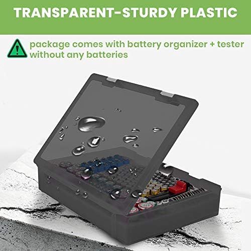  [아마존베스트]ALKOO Battery Organizer Holder- Batteries Storage Containers Box Case with Tester Checker BT-168. Garage Organization Holds 225 Batteries AA AAA C D Cell 9V 3V Lithium LR44 CR2 CR1632 CR