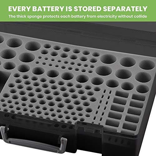  [아마존베스트]ALKOO Battery Organizer Holder- Batteries Storage Containers Box Case with Tester Checker BT-168. Garage Organization Holds 225 Batteries AA AAA C D Cell 9V 3V Lithium LR44 CR2 CR1632 CR