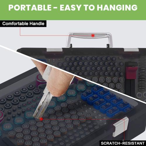  [아마존베스트]ALKOO Battery Organizer Holder- Batteries Storage Containers Box Case with Tester Checker BT-168. Garage Organization Holds 225 Batteries AA AAA C D Cell 9V 3V Lithium LR44 CR2 CR1632 CR