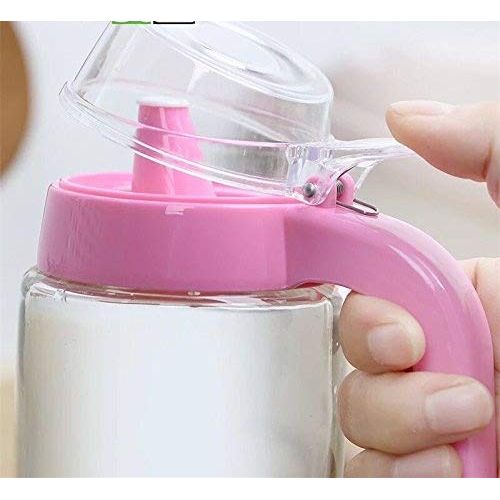  ALL FOR YOU All For You Glass Oil Bottle, Vinegar, Soy sauce Dispenser with Heavy Duty Plastic Cap-BPA Free- 20.3 OZ/ 600ml (Pink)