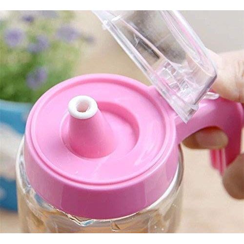  ALL FOR YOU All For You Glass Oil Bottle, Vinegar, Soy sauce Dispenser with Heavy Duty Plastic Cap-BPA Free- 20.3 OZ/ 600ml (Pink)