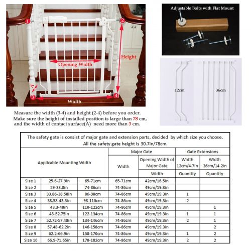  ALLAIBB Walk Through Baby Gate Auto Close White Child Safety Gates, Ex. 57.5-62.2 in