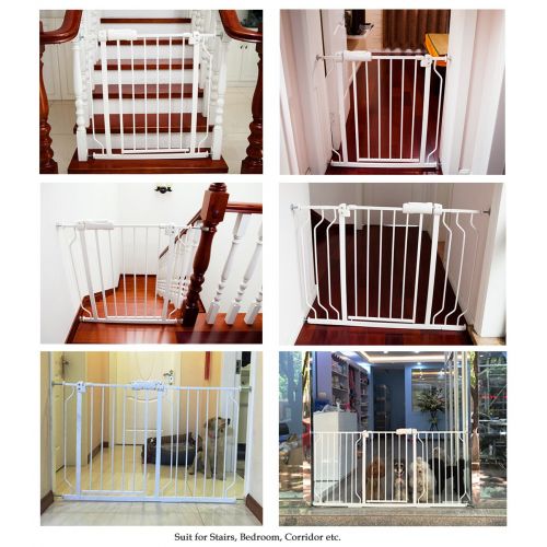  ALLAIBB Walk Through Baby Gate Auto Close White Child Safety Gates, Ex. 57.5-62.2 in