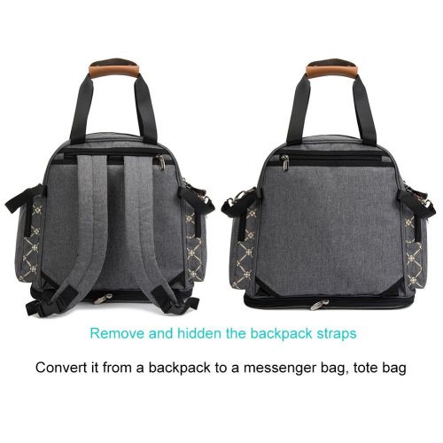  ALLCAMP Lekebaby Diaper Bag Backpack Convertible Tote Messenger Bag for Mom Durability and Versatility,...