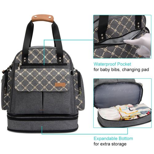  ALLCAMP Lekebaby Diaper Bag Backpack Convertible Tote Messenger Bag for Mom Durability and Versatility,...