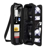 ALLCAMP OUTDOOR GEAR ALLCAMP Wine tote Bag with Cooler Compartment，Picnic Set Carrying Two sets of tableware
