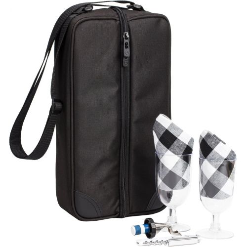  ALLCAMP OUTDOOR GEAR ALLCAMP Wine tote Bag with Cooler Compartment，Picnic Set Carrying Two sets of tableware