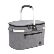 ALLCAMP OUTDOOR GEAR ALLCAMP Large Size Picnic Basket Cooler portable Collapsible 22L Insulated Cooler Bag with Sewn in Frame (Gray)