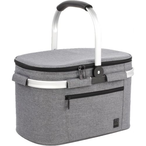  ALLCAMP OUTDOOR GEAR ALLCAMP Large Size Picnic Basket Cooler portable Collapsible 22L Insulated Cooler Bag with Sewn in Frame (Gray)