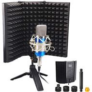 [아마존베스트]Allomn Microphone Insulating Foam, Foldable Studio Microphone Sound Absorbing Foam, Foldable Sound Insulation Plate, Mounted on Table or Stand for Studio Recording Devices, Style A
