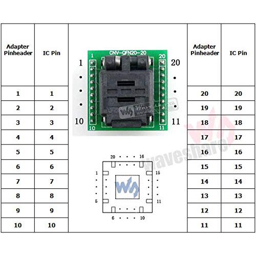  ALLPARTZ Waveshare QFN20 to DIP20, Programmer Adapter