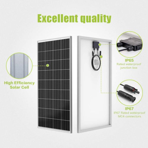  ALLPOWERS [Updated] 100W 18V 12V Solar Panel with MC4 Connector Solar Module Kit for RV, Boat, Cabin, Tent, Car, 12v Battery