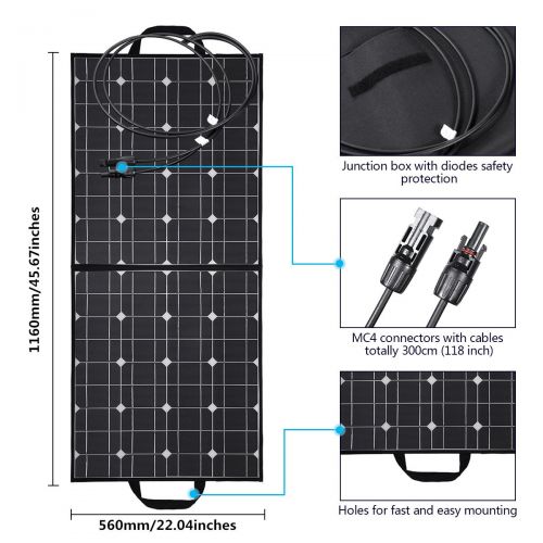  ALLPOWERS MOHOO Solar Panel, 100W Bendable Foldable Thin Lightweight Solar Panel Battery Charger with MC4 Connector Charging for RV, Boat, Cabin,Tent Car(Compatibility with 18V and Below Dev
