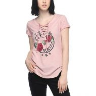 ALMOST FAMOUS Almost Famous Lannie Ugh Lace Up Rose T-Shirt